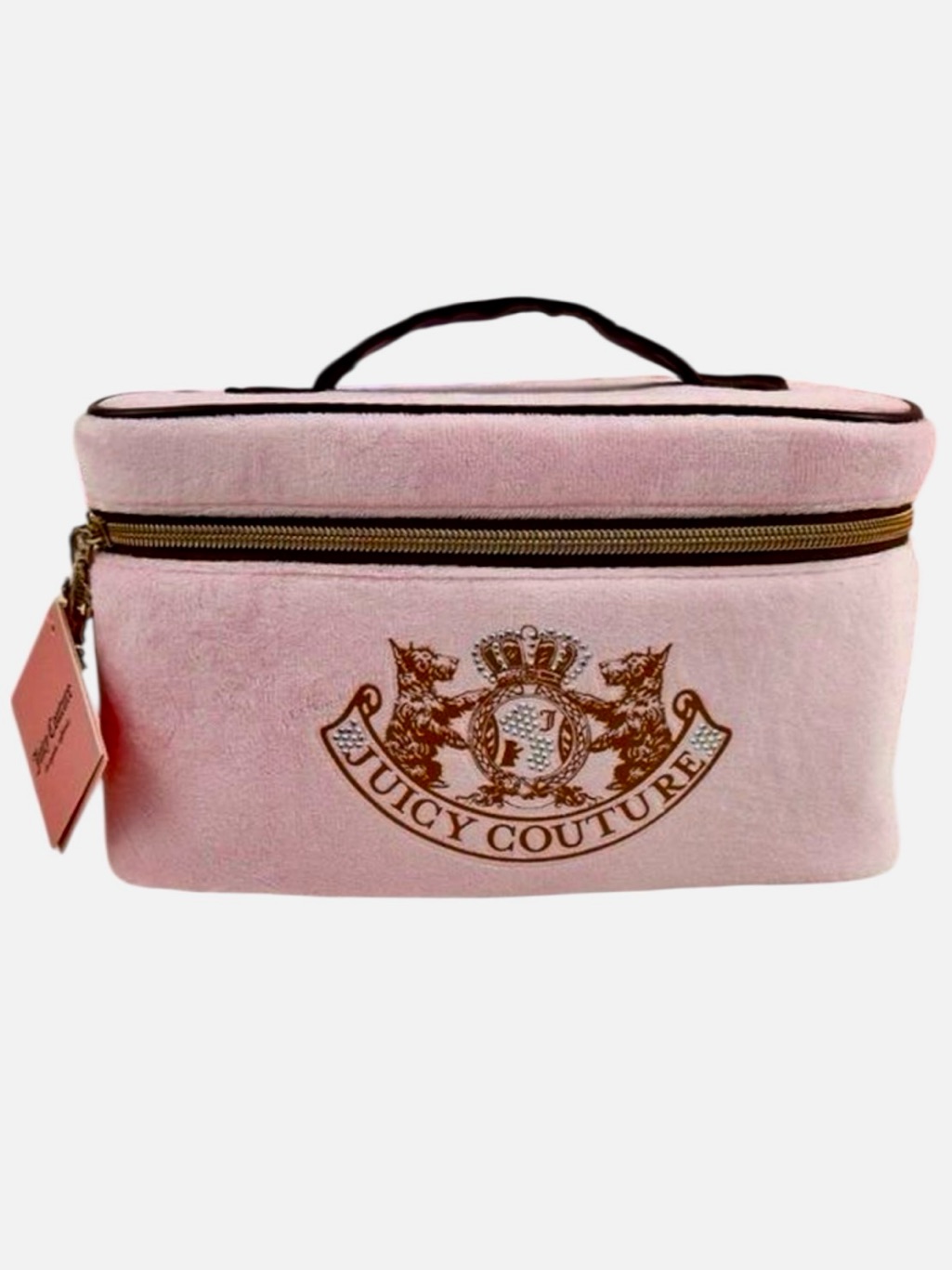 Juicy Couture Pink Velour Cosmetic Train Case Makeup Bag Nwt.